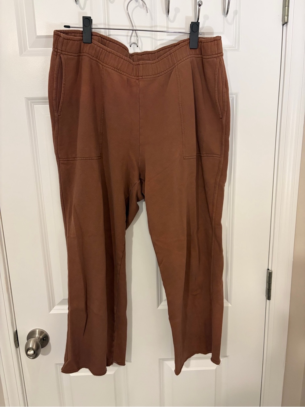 Aerie Wide Leg Cropped Sweatpants Lounge Chocolate Brown - Size XL